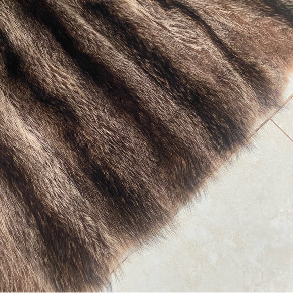 Vintage Real fur jacket coat brown & beige w/ liner petite medium large women’s - Picture 10 of 17